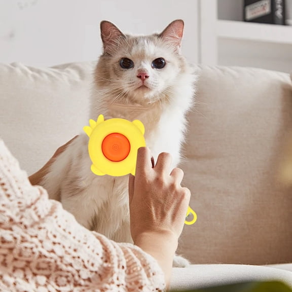 Fmbmuo Flower-Shaped Pet Comb, Stainless Steel Needle Massage Brush, One-Click Self-Cleaning Deshedding Tool for Dogs Cats, Portable,Yellow