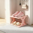 thumbnail image 1 of Fmbmuo Freestanding Small Shoe Rack Plastic Multi-Tier Organizer, Stackable Art Deco for Entryway Closet Doorway Shoe Rack (Pink), 1 of 5