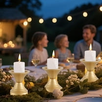 Fmbmuo Gold Pillar Candle Holder Threaded Metal 5.9 Inch Christmas/Valentine‘s Day Minimalist Stand Candle Holder Candlestick Decorations Clear Centerpiece for Home Decor