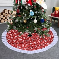 Fmbmuo Gold Printed Christmas Tree Skirt Red 35 Inch Christmas Decorations, Cloth Rustic Festive Vintage Tree Skirt Indoor Holiday Party Decor