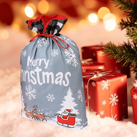 Fmbmuo Gray Christmas Gift Bags Large 1Pcs Snowflakes Decorations Cloth Drawstring Neon Christmas Bag Easy to Use, Time-Saving