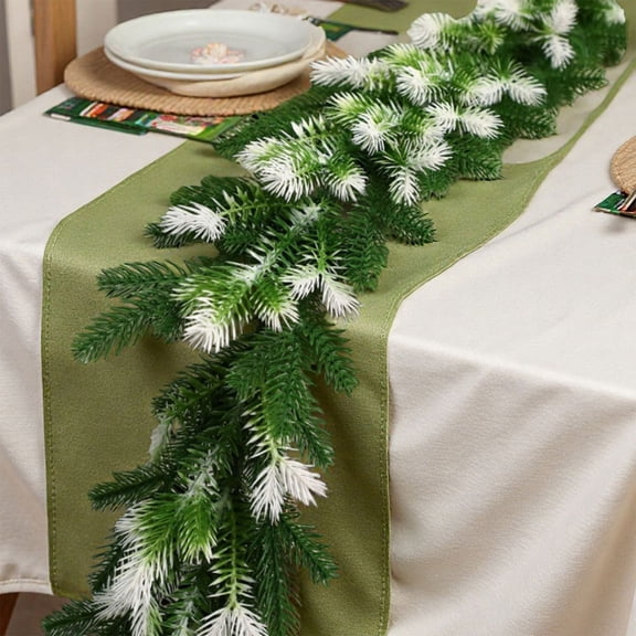 Fmbmuo Green Christmas Garland Table Pines Needle Wreath Waterproof 3.2/4.9 ft Decorations, Plastic 1 pcs Contemporary Artificial Garlands for Mantle Decor