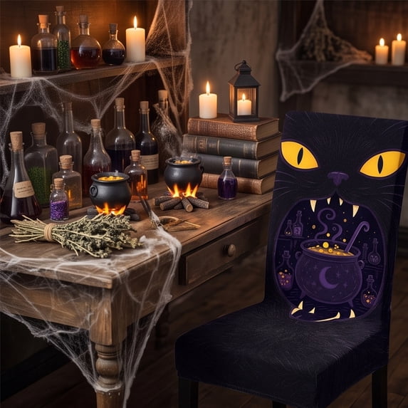 Fmbmuo Halloween Chair Cover All-Inclusive Elastic Fabric Ghost Decoration For Dining Chair And Party Decor