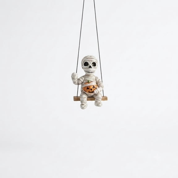 Fmbmuo Halloween Dangling Leg Shelf Sitter Ornaments Set Cute Mummy Ghost Witch Resin Figurines with Pumpkin for Indoor Outdoor Porch Yard Fall Holiday Decor