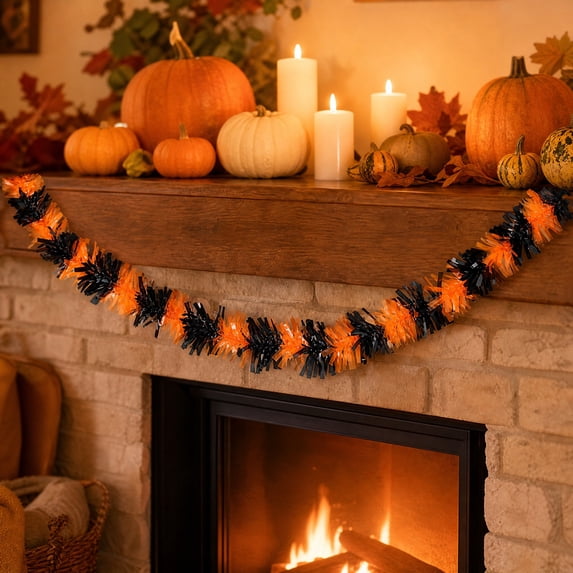 Fmbmuo Halloween Foil Fringe Curtains 2-Pack 78-Inch Metallic Streamers For Wall Door And Party Decor