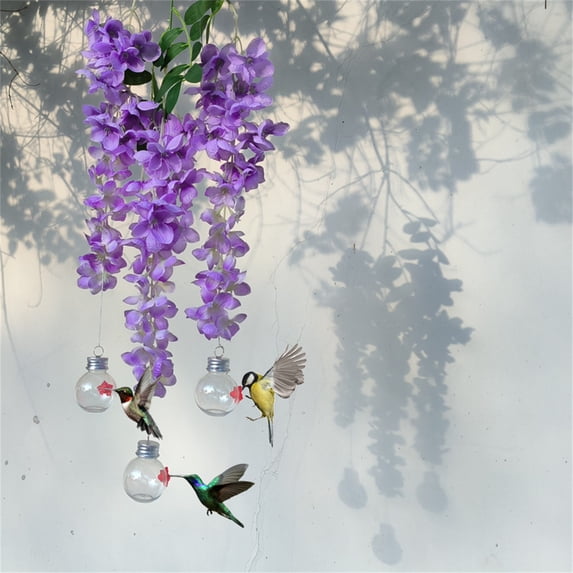 Fmbmuo Hanging Bird Feeders Compact Waterproof Window Feeders, Purple Plastic Hummingbird Feeders Gift for Family