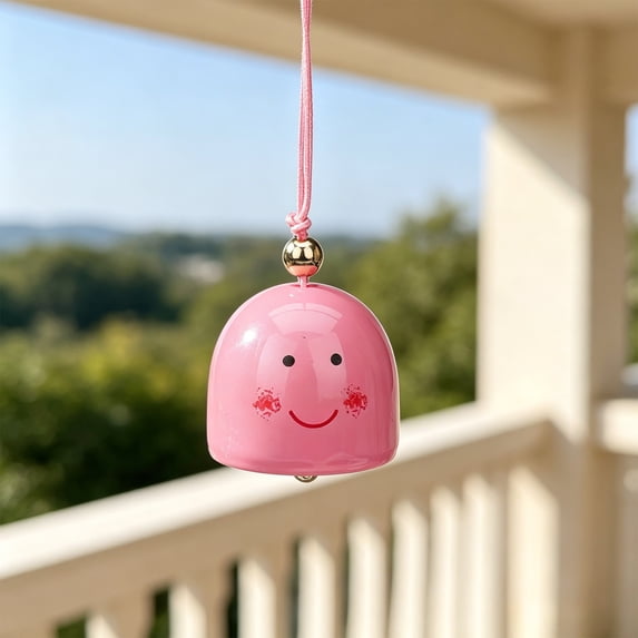 Fmbmuo Happy Face Hanging Chime Colorful Door Decor with Gentle Sounds for Home Garden Party Festival Ornament,Pink