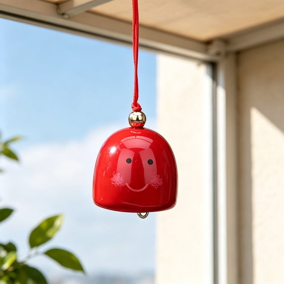 Fmbmuo Happy Face Hanging Chime Colorful Door Decor with Gentle Sounds for Home Garden Party Festival Ornament,Red