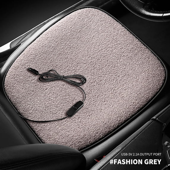 Fmbmuo Heated Car Seat Cushion Rectangle Suede Fade-Resistant for Car-Truck, Thick Gray Modern Car Seat Cushion 18"x 18"
