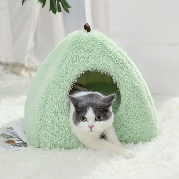 Fmbmuo Heated Dog Cat Bed Cave Thick Warm Medium Warm Pet Mat, Cozy Soft Round Sleeping Pad Indoor Outdoor Use (Green)