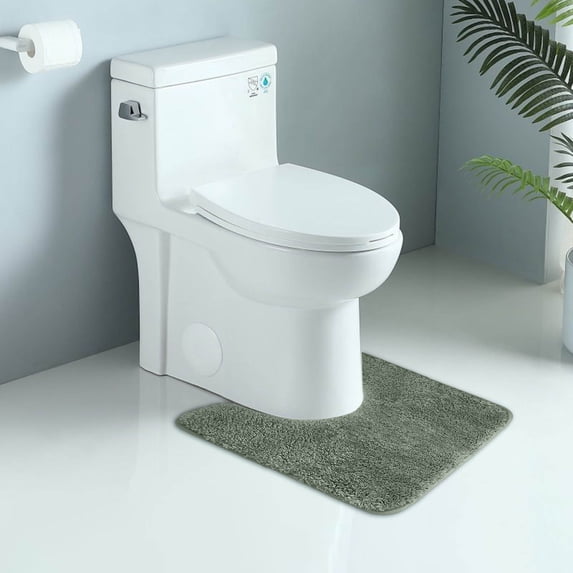 Fmbmuo High Pile Bathroom Rugs Minimalist Non-Slip Backing U-Shaped Bathroom Rugs Polyester 19.6x19.6in Green