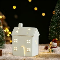 Fmbmuo House Miniature Christmas Village Sets Ceramics 1 pcs White Christmas Ornaments， Joyful Minimalist Decor for a Merry & Bright Home
