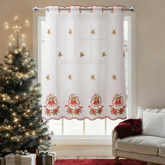 Fmbmuo Humidity Resistant Sheer Curtains White Light Filtering Embroidered Decorations, Fade Resistant 1 pcs Tab Art Deco Window Curtains, Bedroom/Living Room,51 Inch