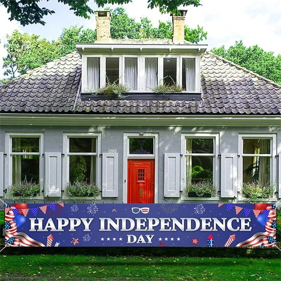 Fmbmuo Independence Day Background Cloth for Courtyard Party Banners Photo Backdrop Outdoor Setup 78.7"x17.7"