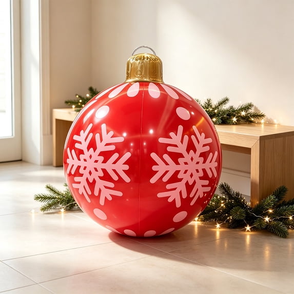 Fmbmuo Inflatable Christmas Ball 26x19 Inch Thickened PVC Outdoor Ornament for Holiday Parties Yard Decor Christmas Decor,Multicolor