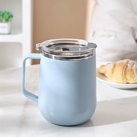 Fmbmuo Insulated Coffee Mug Light Blue 32 oz Stainless Steel Splash-Proof Lid Travel Coffee Cup Ideal for Home & Office