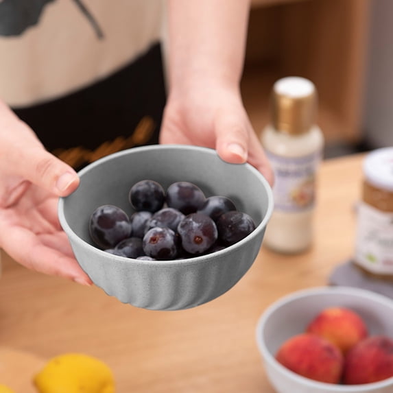 Fmbmuo Kids Wheat Straw Bowls - Eco-Friendly Baby & Toddler Tableware- 5.1x2.4 Inch Unbreakable Bowls, Microwave & Dishwasher Safe - (Gray)
