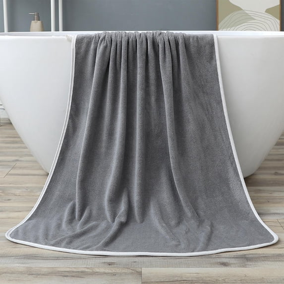 Fmbmuo Large Beach Towel Absorbent Thickened Soft Adult, Solid Color Traditional Gray 55" x 27.5" Single Bath Towels Travel Things for Vacation