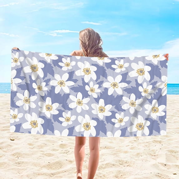 Fmbmuo Large Microfiber Beach Towel Quick Dry Soft Lightweight Adult, Single Flower Printed Minimalist 30 x 60 inch Multicolor Bath Towels for Adult Men Vacation