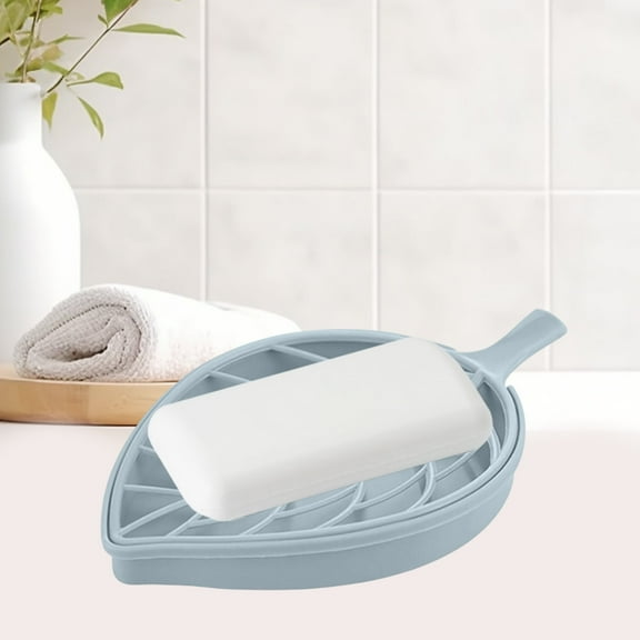 Fmbmuo Leaf Shaped Soap Box - Decorative Bathroom Soap Dish with Drainage (6.8x3.9x0.7in) - Lovely Nature-Inspired Soap Box for Countertops, Kitchen