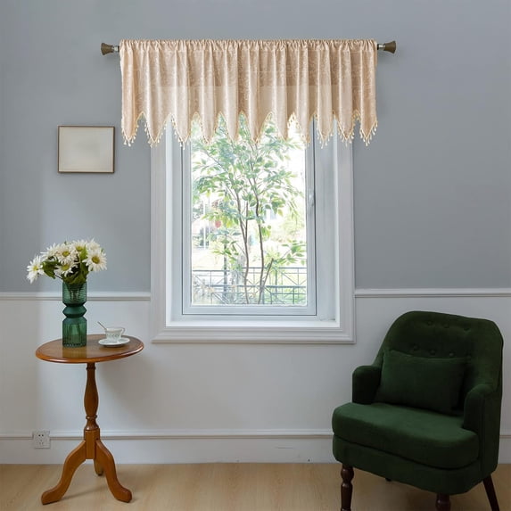 Fmbmuo Light Filtering Boho Curtains Beige Stain Resistant with Tassel Decorations， Bohemian 1 pcs Rod Pocket Fade Resistant Window Curtains， Bedroom/Living Room,24*54 Inch