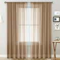 thumbnail image 1 of Fmbmuo Light Filtering Sheer Curtains Machine Washable Solid Brown Decorations， 1 pcs Modern Thermal Insulation Rod Pocket Window Curtains， Bedroom/Living Room,84 Inch, 1 of 5
