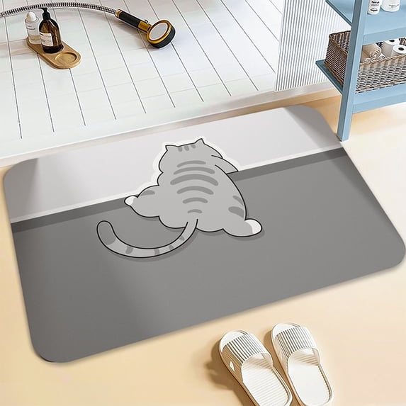 Fmbmuo Low Pile Bathroom Rugs Waterproof Modern Rectangle Bathroom Rugs 16x24in Rubber A
