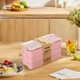 thumbnail image 1 of Fmbmuo Lunch Box Pink Stackable Reusable Plastic Bento Box, 3-Tier Airtight with Cutlery Food/Fruit Storage Containers for College,Work and Travel, 1 of 5