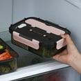 thumbnail image 1 of Fmbmuo Lunch Containers Reusable Stackable Plastic Pink Bento Box, Leakproof 2-Compartment with Lid Food/Fruit Storage Containers Freezer, Oven Safe, 1 of 5