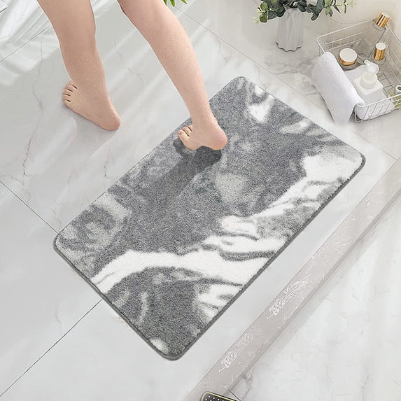Fmbmuo Machine Washable Bathroom Rugs Low Pile Art Deco Rectangle Bath Mat Polyester 16x24in Gray