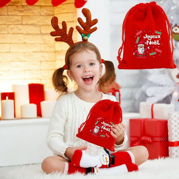 Fmbmuo Medium Candy Bags 1Pcs Red Snowman Decorations Cloth Fluorescent Drawstring Christmas Bag for Xmas Party Favors