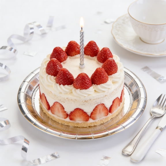 Fmbmuo Metallic Finish Theme Party 10 Pcs Paper Plates Party Decorations, Disposable Festive Silver Supplies Kit for School Valentine's Party