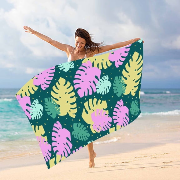 Fmbmuo Microfiber Beach Towel (27x55) Fast Drying, Lightweight, Sandproof - For Pool, Beach, Travel and Yoga