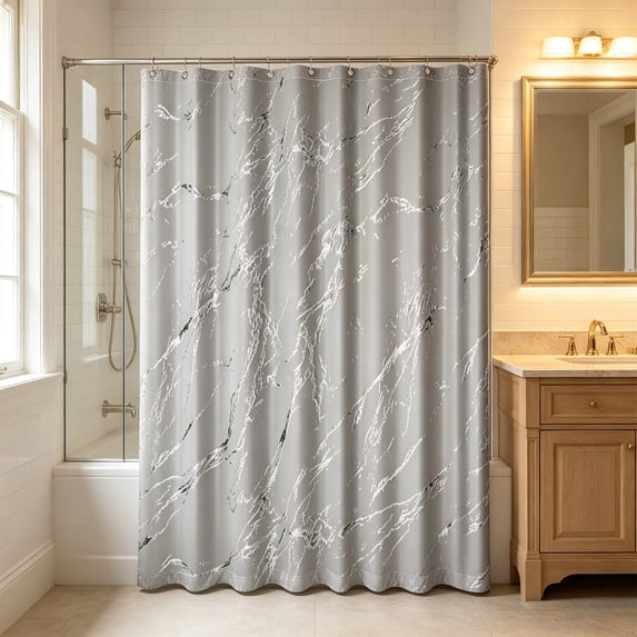 Fmbmuo Mildew Resistant Shower Curtain Liner White Waterproof Bathroom Decor Curtain