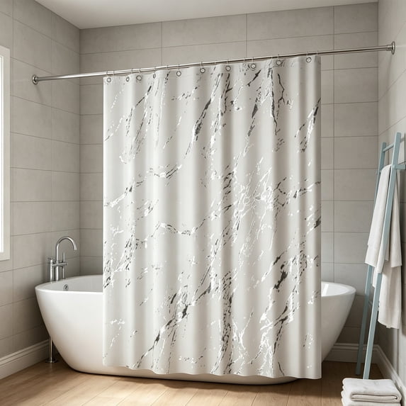 Fmbmuo Mildew Resistant Shower Curtain Liner White Waterproof Bathroom Decor Curtain