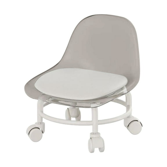 Fmbmuo Mobile Step Stool with Back Support - Rolling Plastic Stool for Kitchen, Household, and Library Use