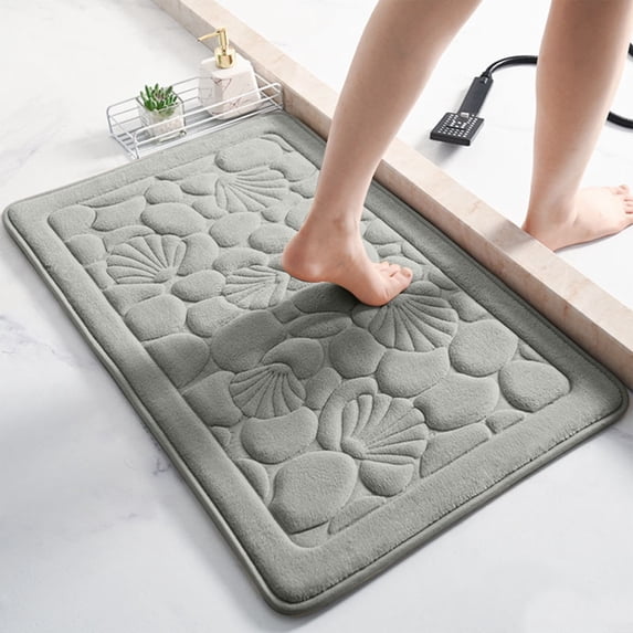 Fmbmuo Modern Bathroom Rugs Waterproof Rectangle Low Pile Bath Mat 15.74x23.62in 100%Polyester Gray