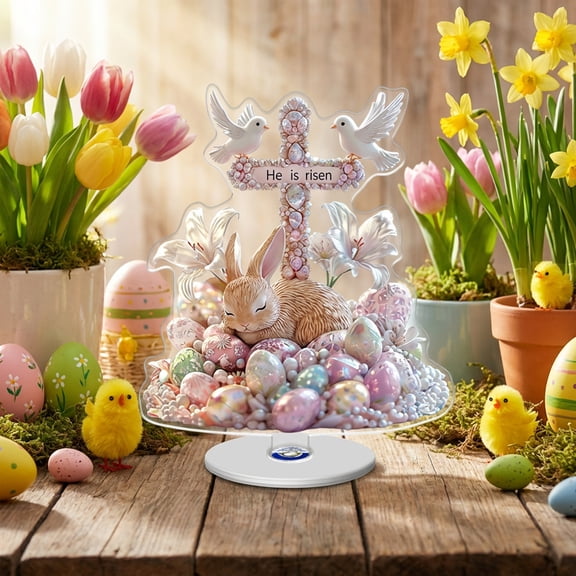 Fmbmuo Modern Contemporary Easter Decorations: Acrylic Spinning Mobile for Tabletop or Hanging