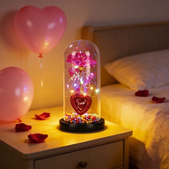 Fmbmuo Mood Light Pink Rose and Butterfly Soft Lighting Valentine's Decorative Lights, Modern Plastic Neon Table Lamp Romantic Gift for Her