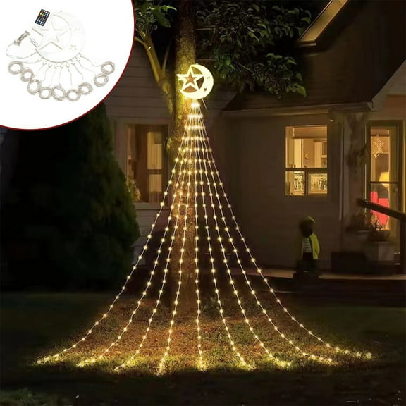 Fmbmuo Moon Pentagram Christmas Lights Outdoor Color Changing Yellow Long String Christmas Decorations, Decorative Indoor/Outdoor Use Plastic Neon String Lights for Holiday Decor Lighting