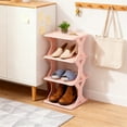 thumbnail image 1 of Fmbmuo Multi-Tier Small Shoe Rack Plastic Freestanding Organizer, for Entryway Closet Doorway Stackable Art Deco Shoe Rack (Pink), 1 of 5