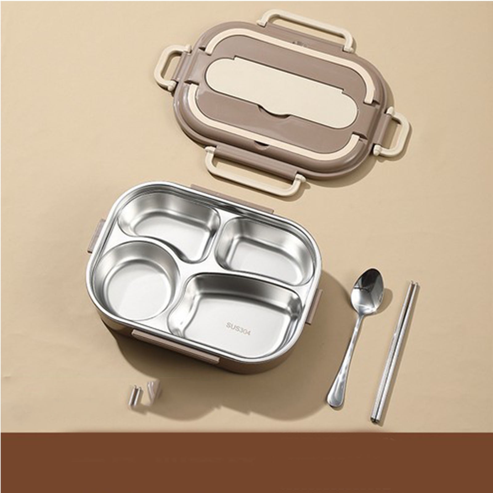 Fmbmuo Multicolor Heated Lunch Box Reusable Stainless Steel Stackable Bento Box, with Cutlery Leakproof 4-Compartment Food/Fruit Storage Containers Microwave & Dishwasher Safe