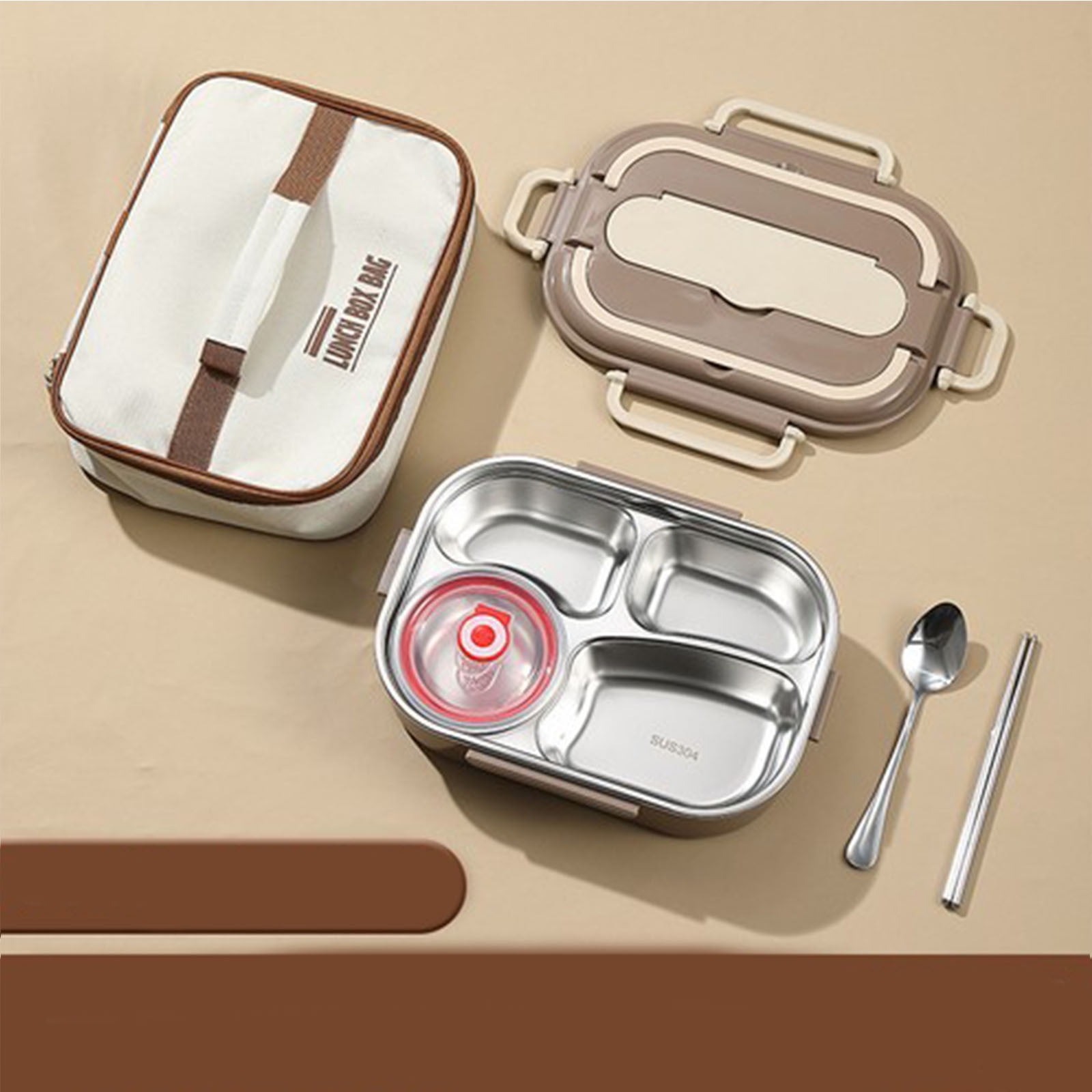 Fmbmuo Multicolor Heated Lunch Box Reusable Stainless Steel Stackable Bento Box, Leakproof 4-Compartment with Bag Food/Fruit Storage Containers Microwave & Dishwasher Safe