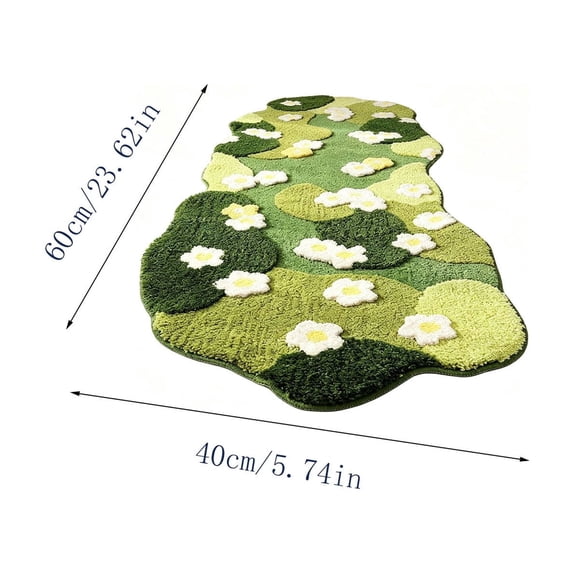 Fmbmuo Non-Slip Flower Runner Irregular Rug , Soft Absorbent Green Welcome Mat Home Decoration , for Bedroom Front Door Bathroom Kitchen
