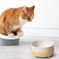 thumbnail image 1 of Fmbmuo Non-Slip Heated Dog Bowls Constant Temperature Heating Ceramics Yellow Cat Bowls, Medium Whisker-Friendly Art Deco Pet Bowls, Suitable for Singles Pets, 1 of 5