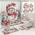thumbnail image 1 of Fmbmuo Nylon,Spandex Christmas Shower Curtains Red Waterproof Decorations， Farmhouse Snowmen Shower Curtain Sets 4Pcs, 1 of 6