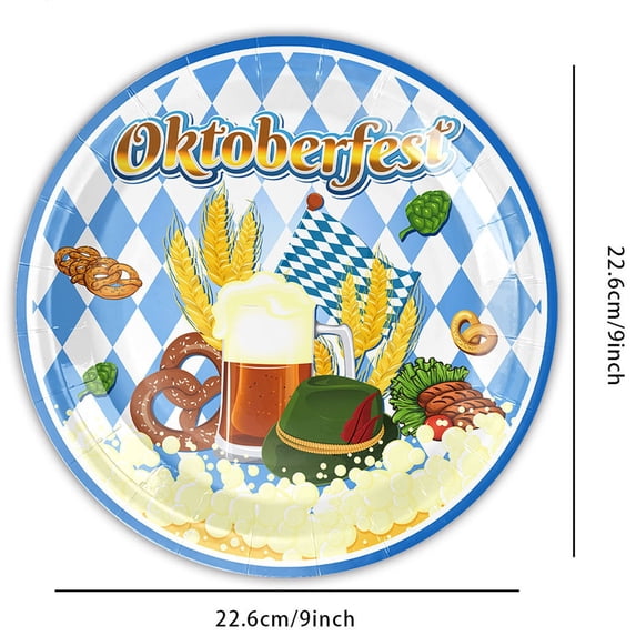 Fmbmuo Oktoberfest Themed Checkered Party Decorations Hanging Banners And Disposable Paper Plates