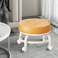 thumbnail image 1 of Fmbmuo Orange PU Adjustable Stool with Smooth-rolling Pulley Wheels, Mobile Swivel Seat for Kitchen Counter, Home Office & Library, 1 of 4