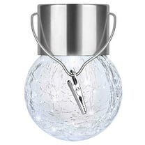 Fmbmuo Outdoor Hanging Solar Lights - Solar Powered Crackle Glass Ball Lights Waterproof Tree Hanging Outdoor Globe Lights with Hook for Garden Balcony Patio Christmas Party Decoration,Daylight White