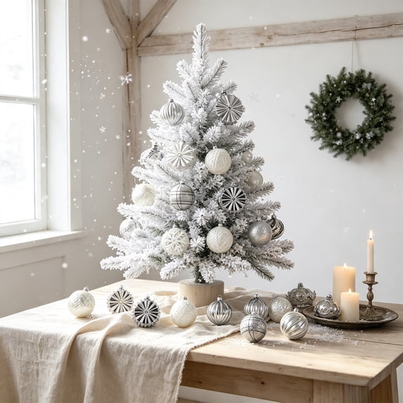 Fmbmuo Painted Odd Shaped Balls Luxury Style Creative Christmas Tree Ornaments Gift Set 24pc Assorted Shapes Christmas Decor,Gray
